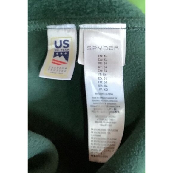 Spyder Full-Zip Mens Green Textured Fleece Jacket Neon Accents & Pockets Size XL - Picture 7 of 8